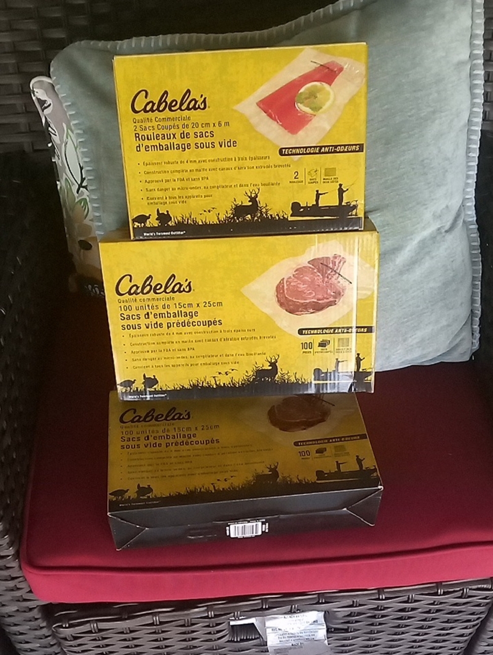 3 Boxes Cabela's Yellow Vacuum Seal Storage Bags Pack Small Box Was Used